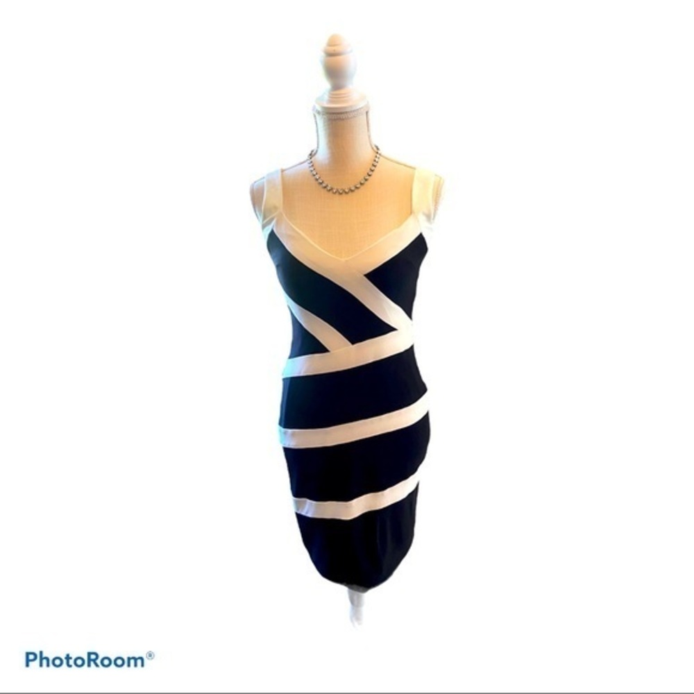 Bisou Bisou Black and White Dress mini size 4 Bodycon retro Y2K